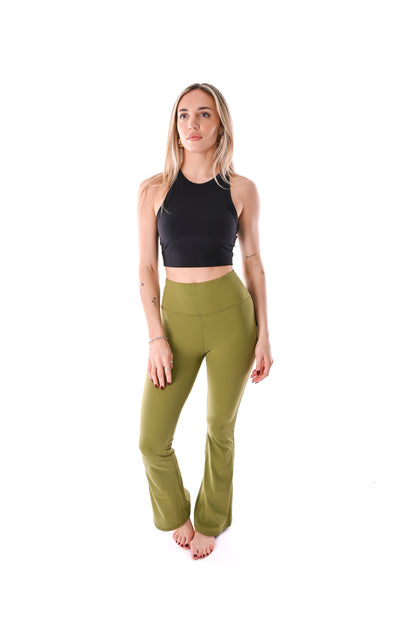 Flared Leggings - Olive Green