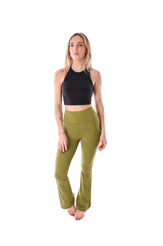 Flared Leggings - Olive Green