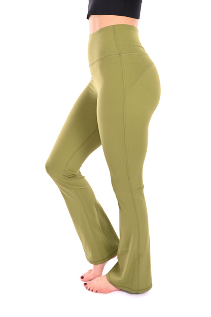 Flared Leggings - Olive Green